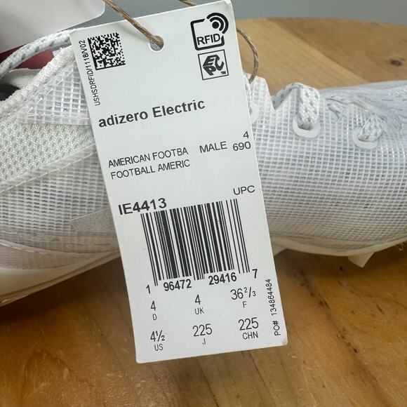 Mens 4.5 /‎ Womens 5.5 adidas Adizero Electric Speed Football Cleats Juice White main image 4